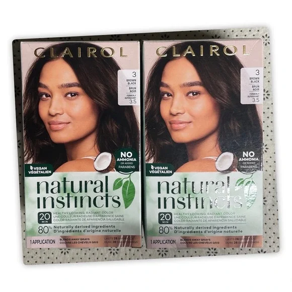 Clairol Natural Instincts Hair Color, 3 Brown Black, Pack Of 2 - Picture 1 of 4